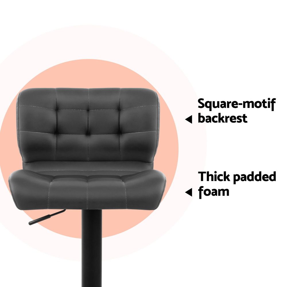 Artiss 4x Bar Stools Gas Lift Leather Padded Grey view 5