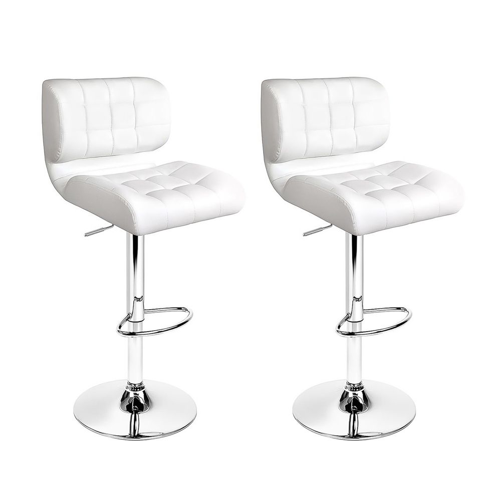 Artiss Gas Lift Leather Bar Stools White, Single or Pair