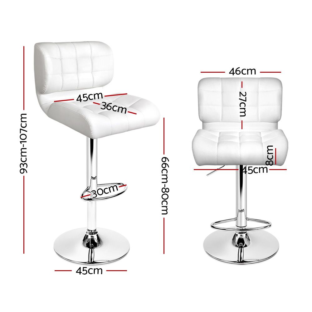 Artiss Gas Lift Leather Bar Stools White, Single or Pair view 2