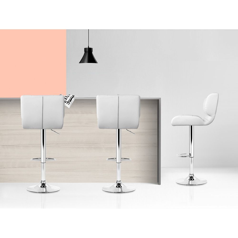 Artiss Gas Lift Leather Bar Stools White, Single or Pair view 4
