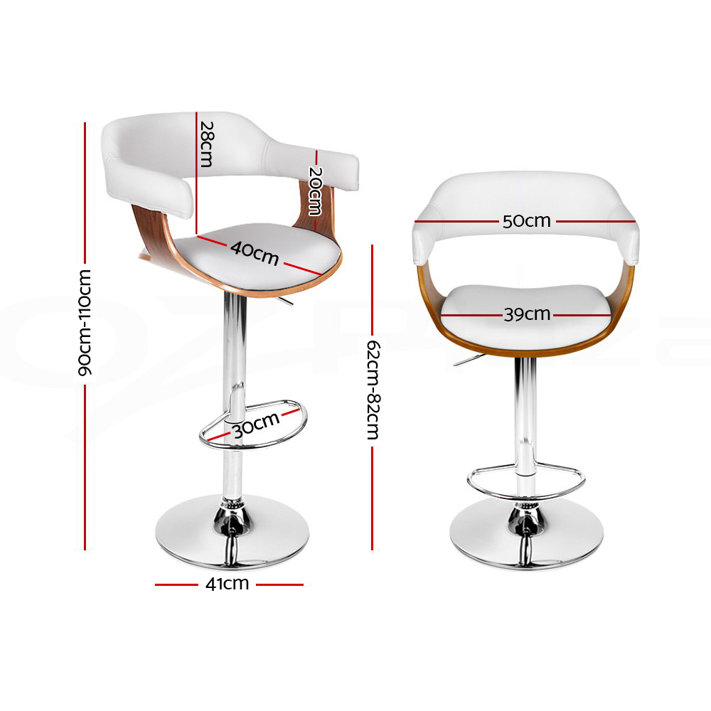 Artiss Chrome Leather Armrest Bar Stools in Multiple Colours view 2