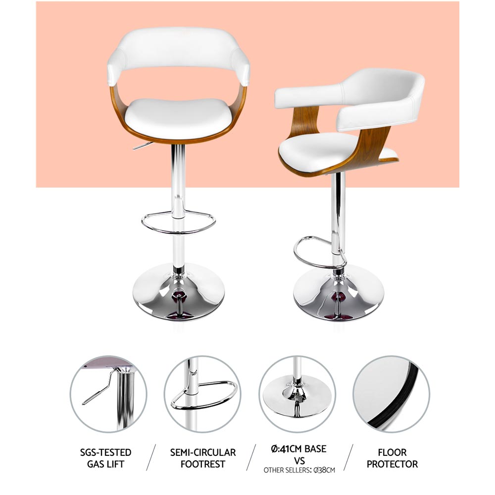 Artiss Chrome Leather Armrest Bar Stools in Multiple Colours view 5