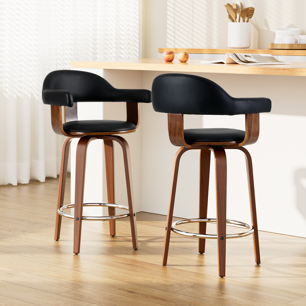 Artiss Bar Stools PU Leather Wooden Legs