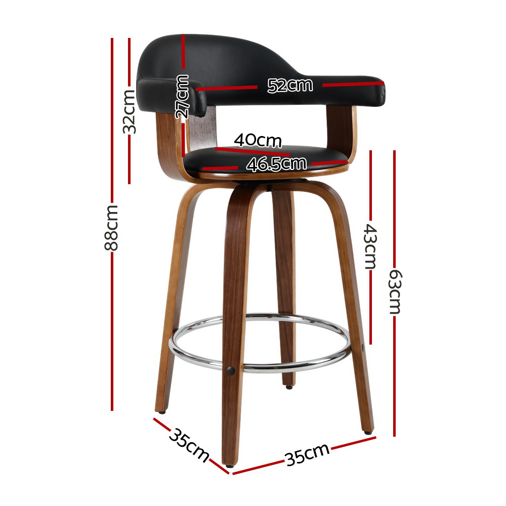 Artiss Bar Stools PU Leather Wooden Legs view 2