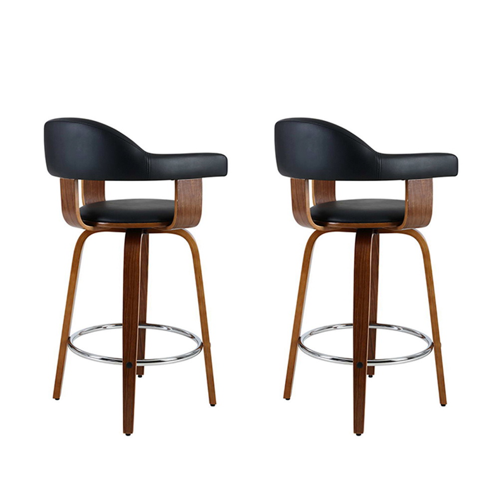 Artiss Bar Stools PU Leather Wooden Legs view 3