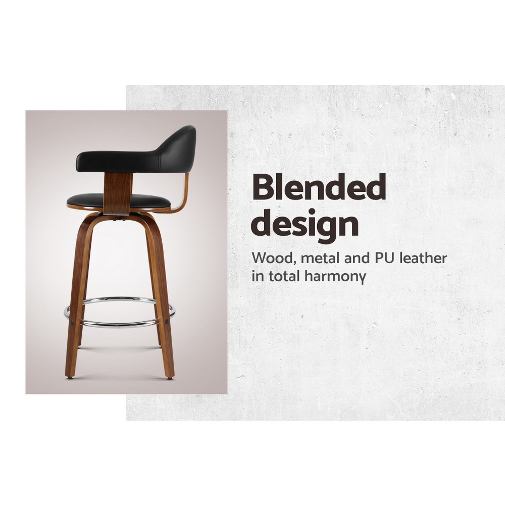 Artiss Bar Stools PU Leather Wooden Legs view 4