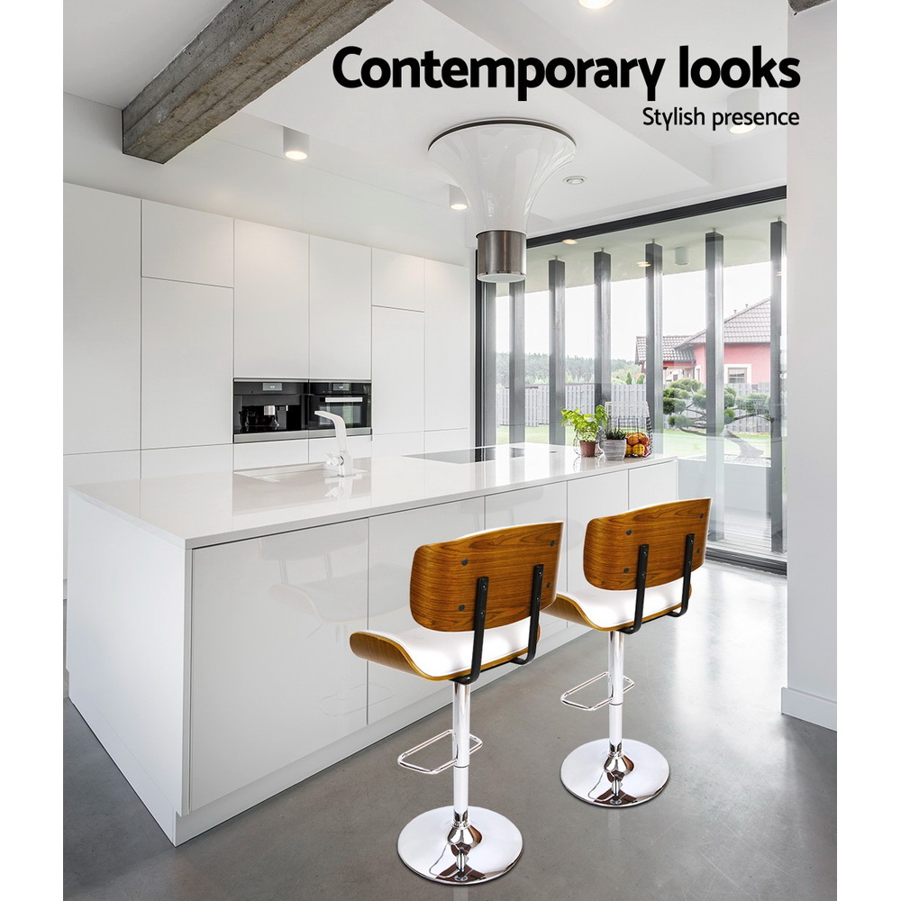 Artiss Chrome Gas Lift Leather Bar Stools in Multiple Colours view 4