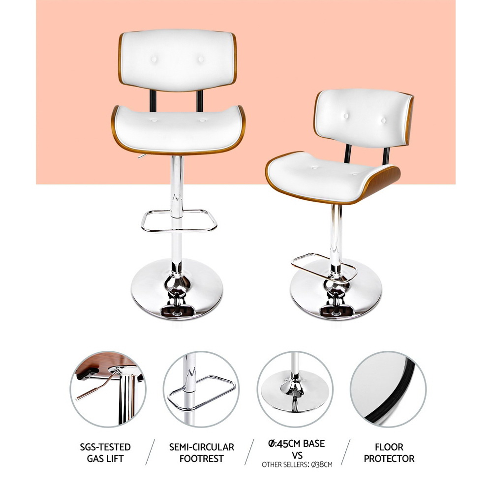 Artiss Chrome Gas Lift Leather Bar Stools in Multiple Colours view 5