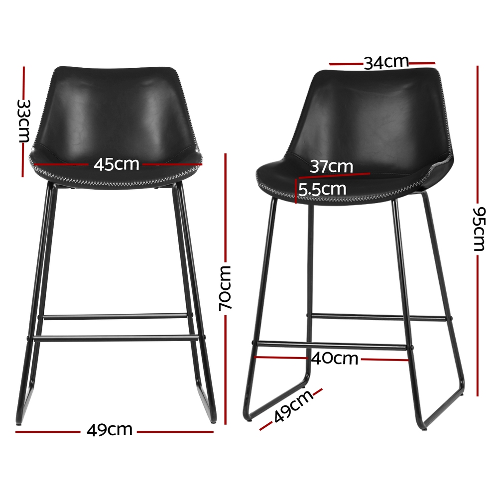 Artiss 4x Bar Stools Leather Padded Metal Legs view 2