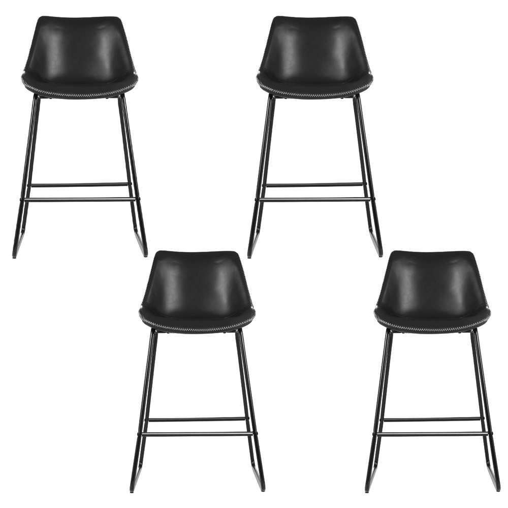 Artiss 4x Bar Stools Leather Padded Metal Legs view 3
