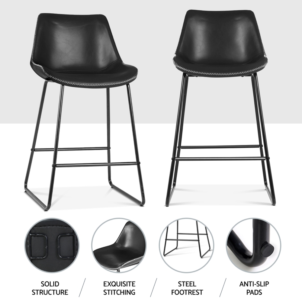 Artiss 4x Bar Stools Leather Padded Metal Legs view 5
