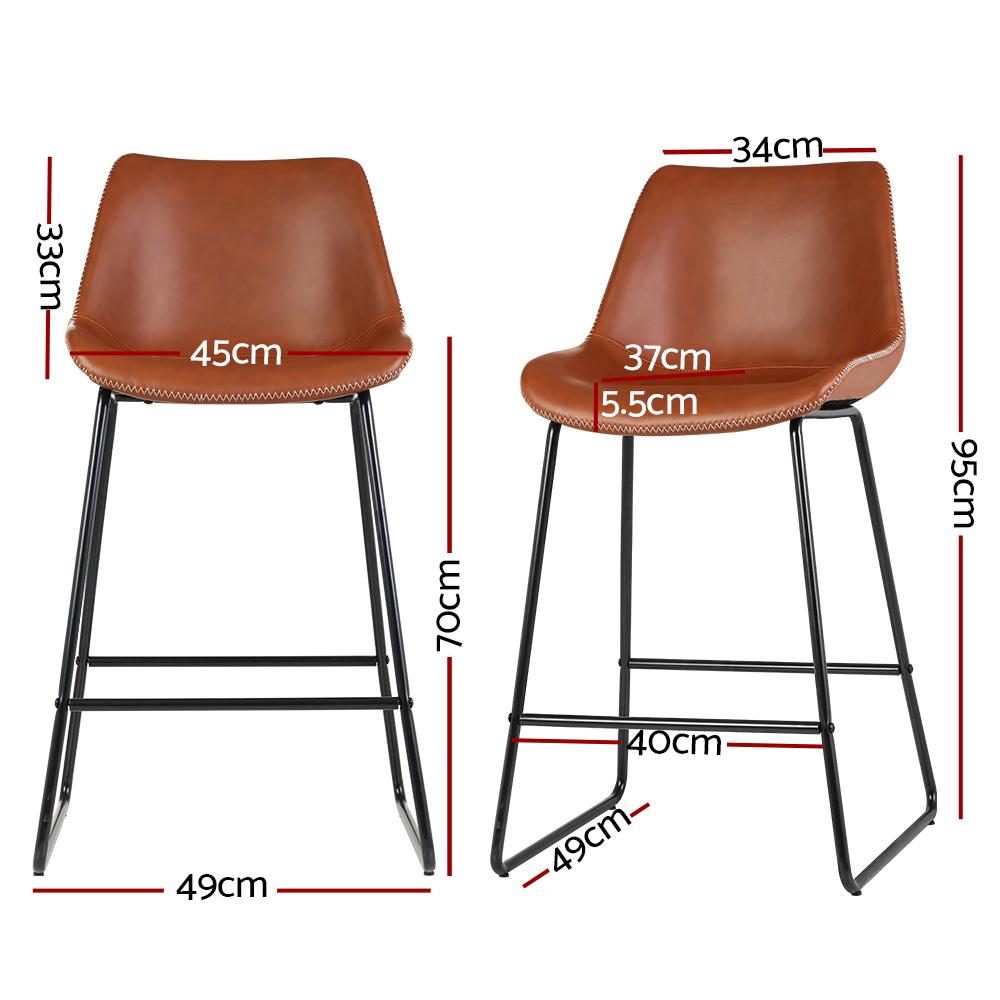 Artiss Fenella Leather Metal Bar Stools in Multiple Colours view 2
