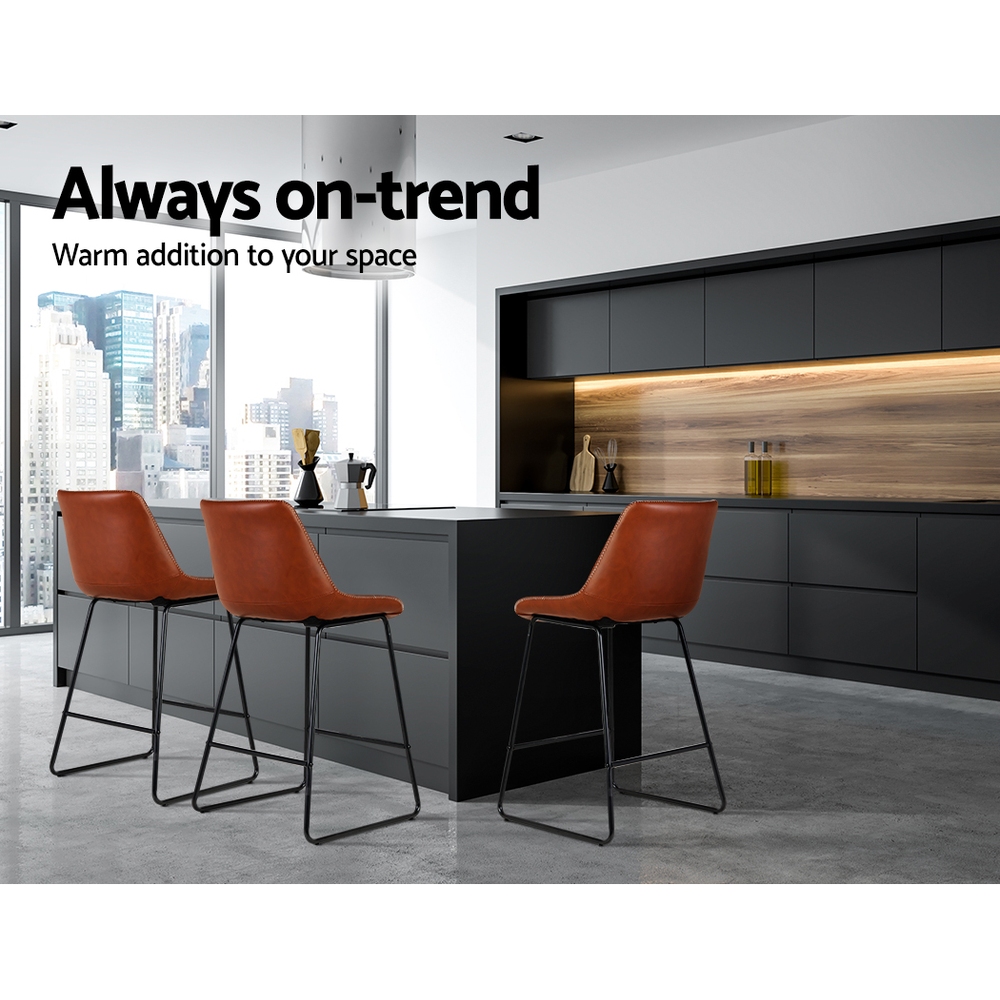 Artiss Fenella Leather Metal Bar Stools in Multiple Colours view 4