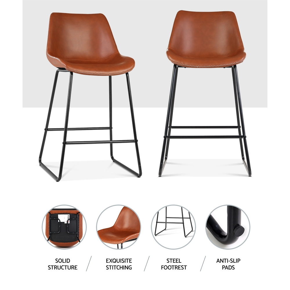 Artiss Fenella Leather Metal Bar Stools in Multiple Colours view 5