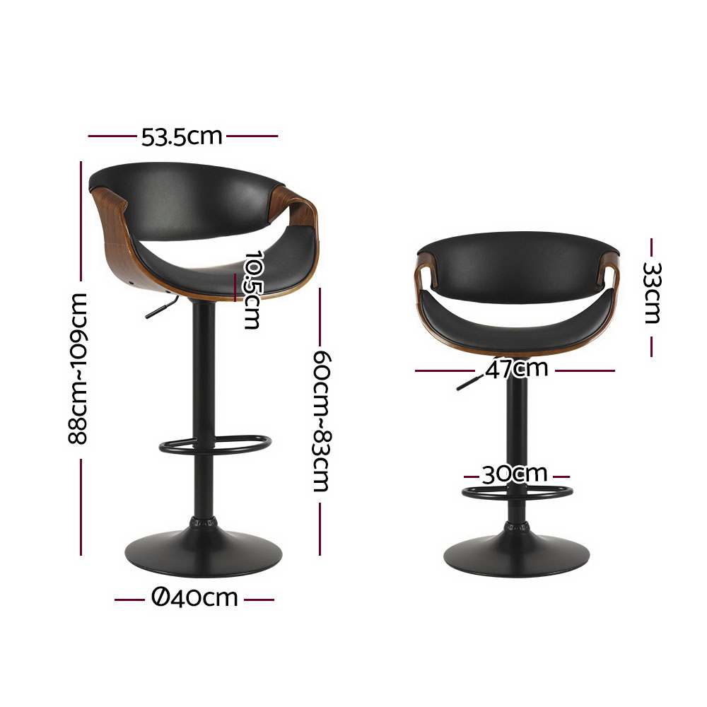 Artiss Ambrus Leather Gas Lift Armrest Bar Stools view 2