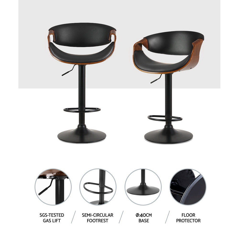 Artiss Ambrus Leather Gas Lift Armrest Bar Stools view 4