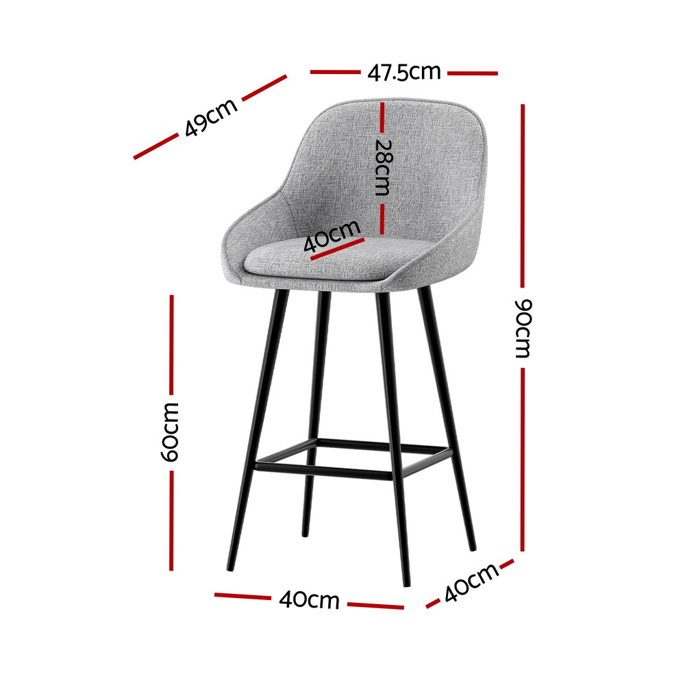 Artiss Arugmi Bar Stools Linen Grey view 2