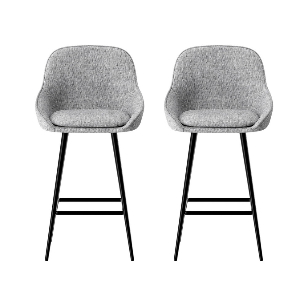 Artiss Arugmi Bar Stools Linen Grey view 3