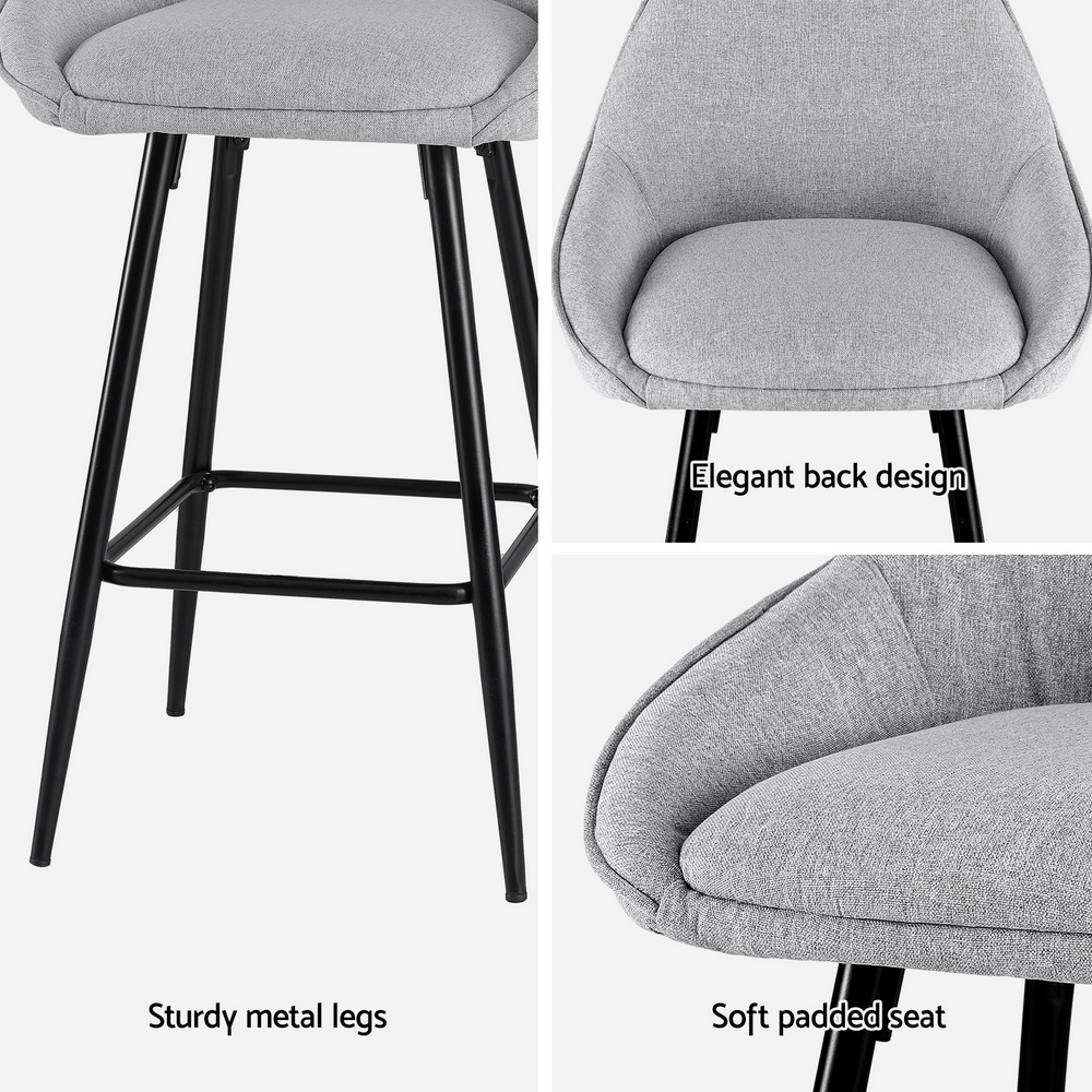 Artiss Arugmi Bar Stools Linen Grey view 5
