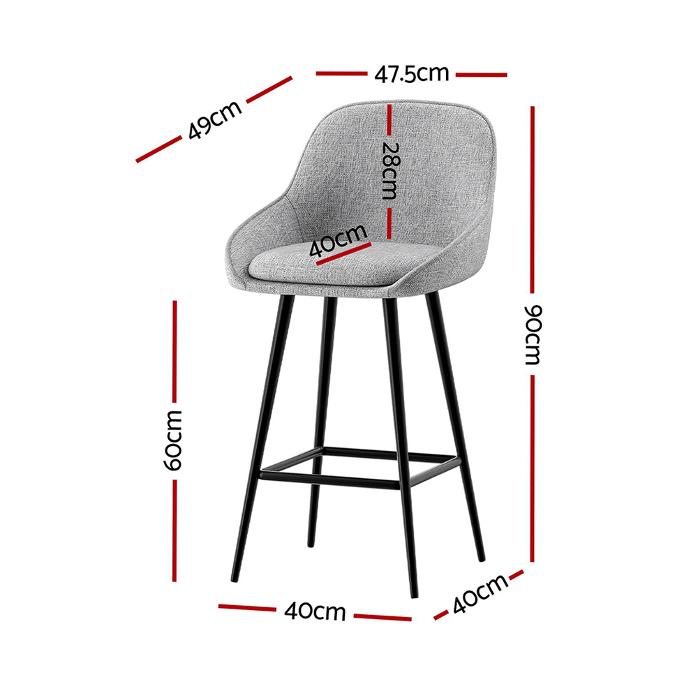 Artiss 4x Arugmi Bar Stools Upholstered Counter Seat view 2