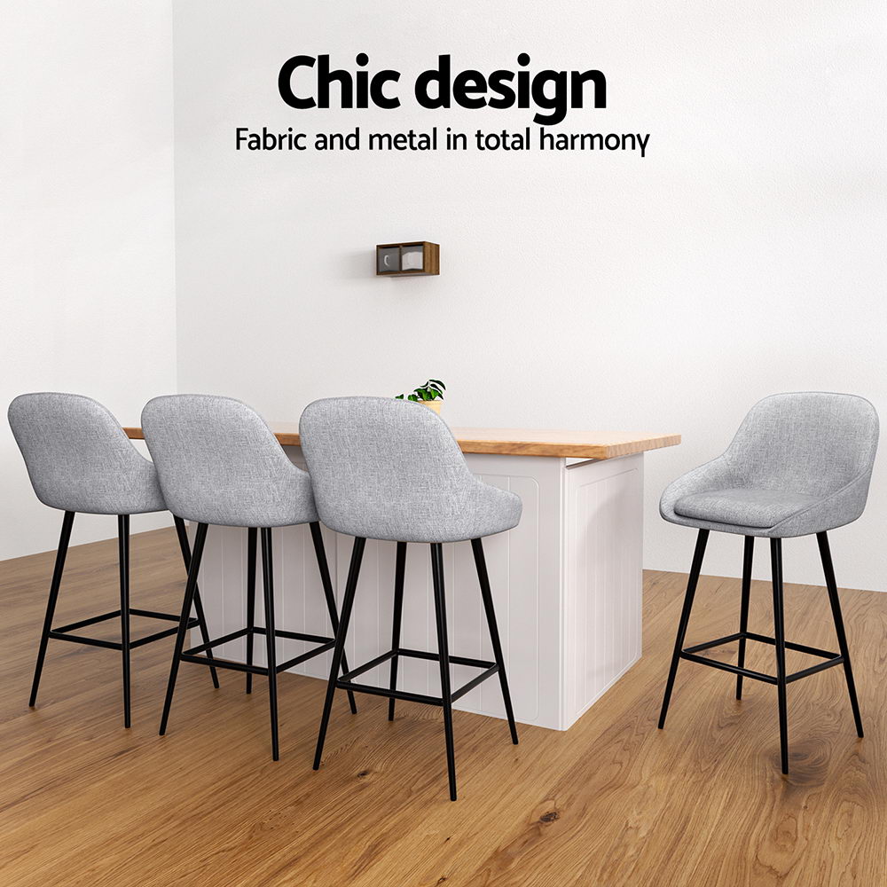 Artiss 4x Arugmi Bar Stools Upholstered Counter Seat view 4