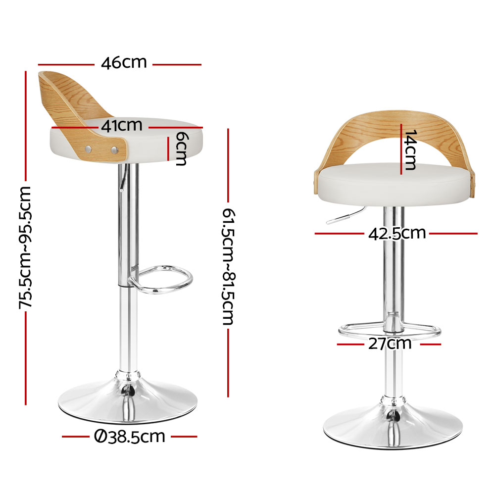 Artiss Publia Leather Bar Stools White Set of 2 view 2