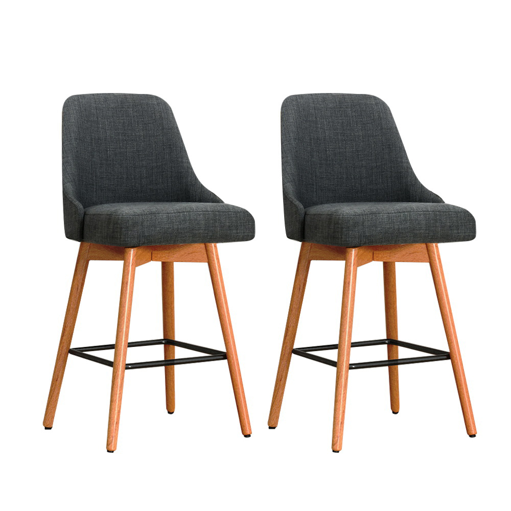 Artiss Bar Stools Wood Faux Linen, Multi-Colour, Set of 2 or 4