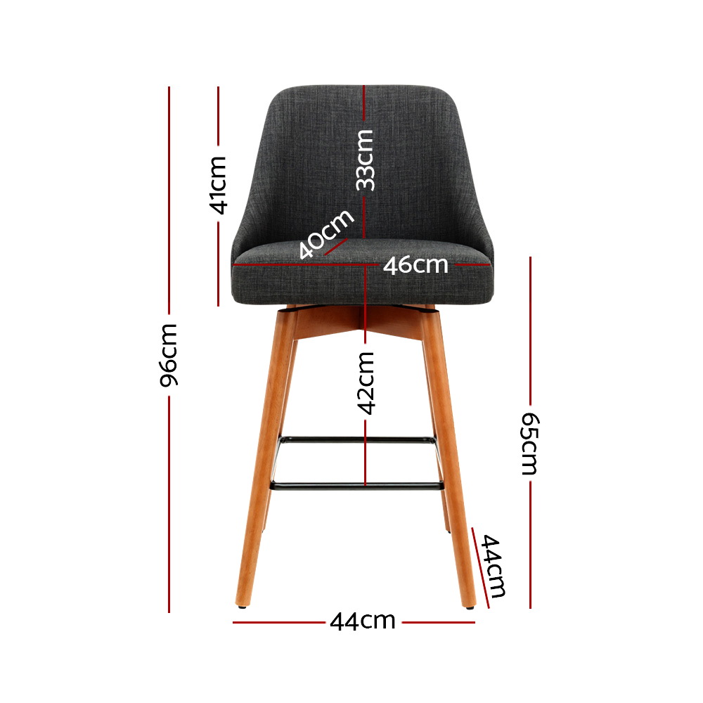 Artiss Bar Stools Wood Faux Linen, Multi-Colour, Set of 2 or 4 view 2