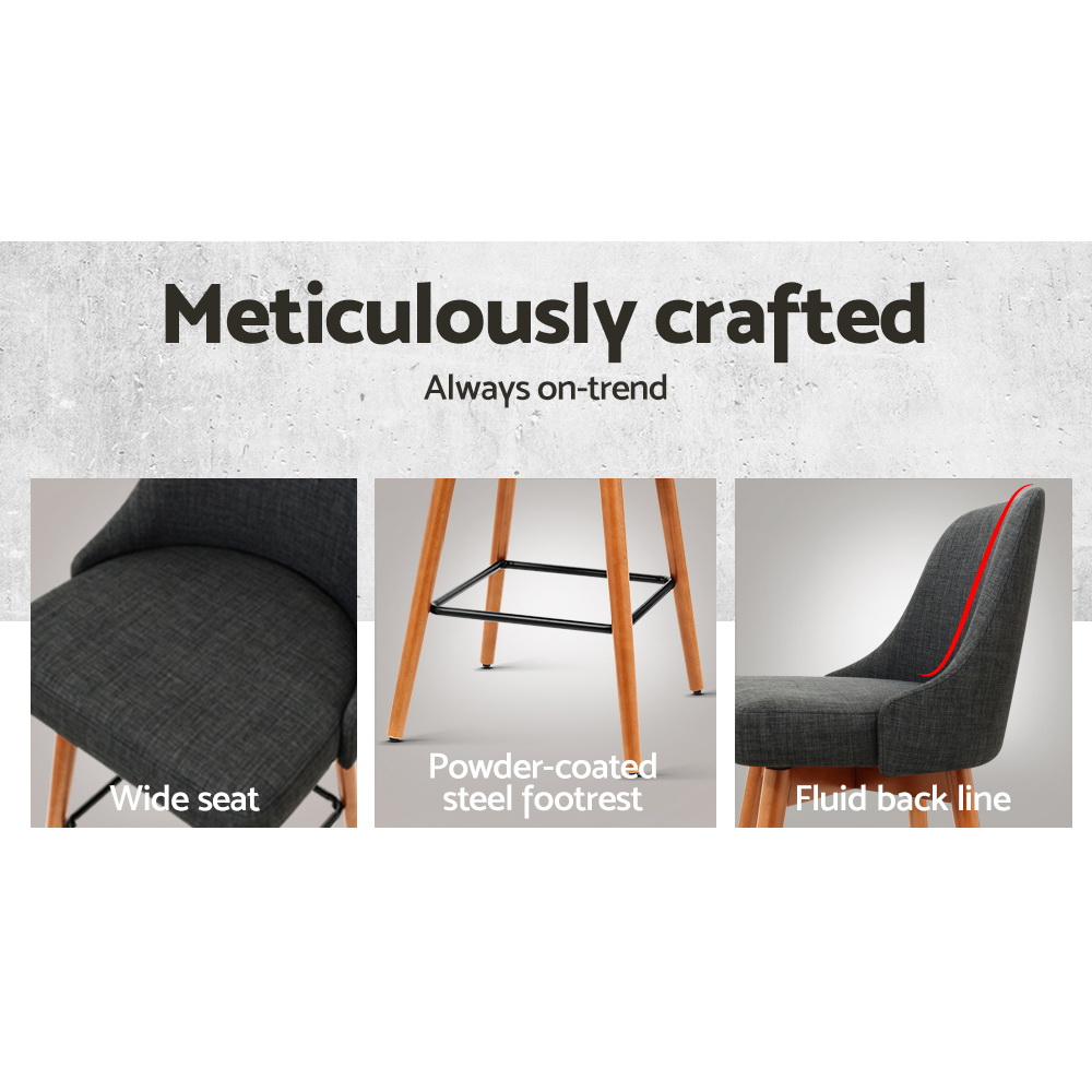 Artiss Bar Stools Wood Faux Linen, Multi-Colour, Set of 2 or 4 view 5