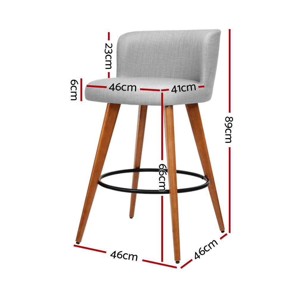 Artiss Bar Stools Faux Linen Grey, Set of 2 or 4 view 2