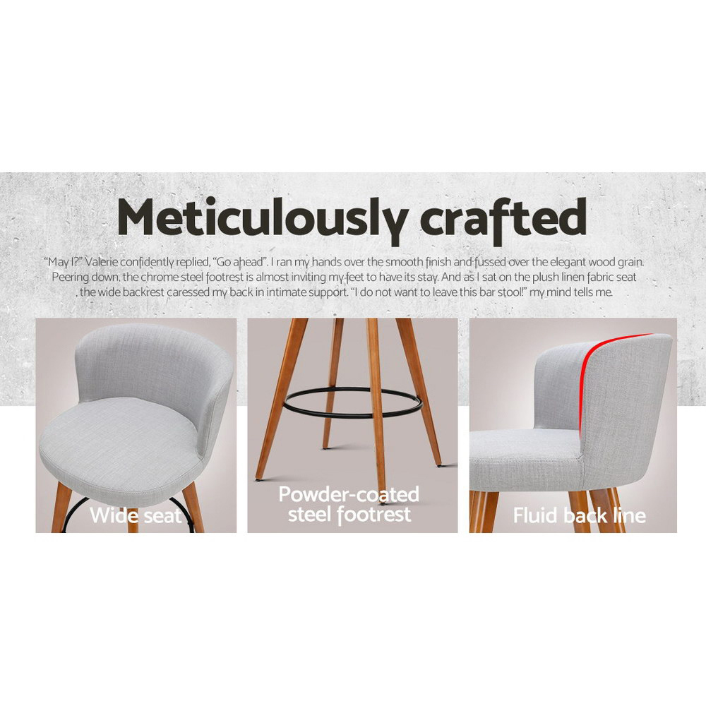 Artiss Bar Stools Faux Linen Grey, Set of 2 or 4 view 5