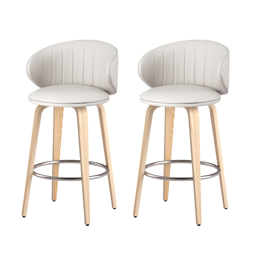 Artiss Contoured Leather Bar Stools Set of 2