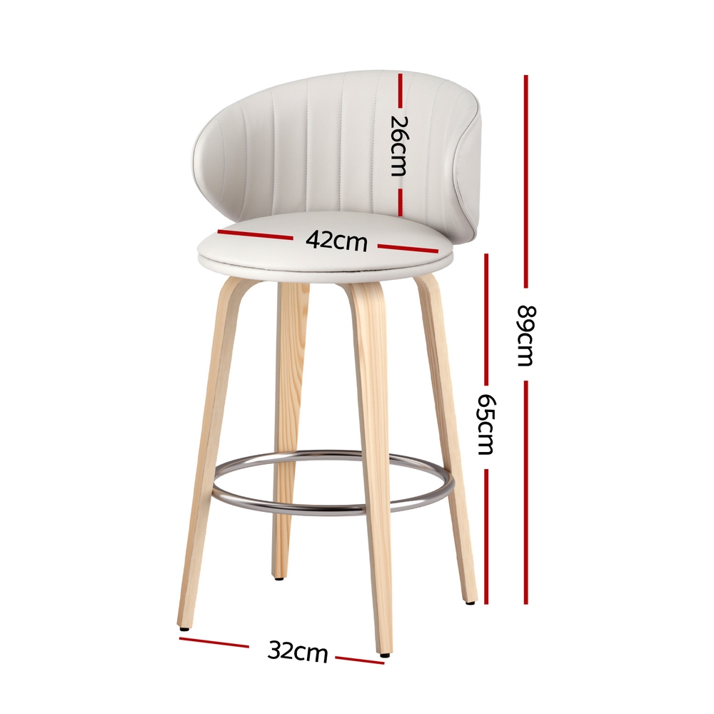 Artiss Contoured Leather Bar Stools Set of 2 view 2