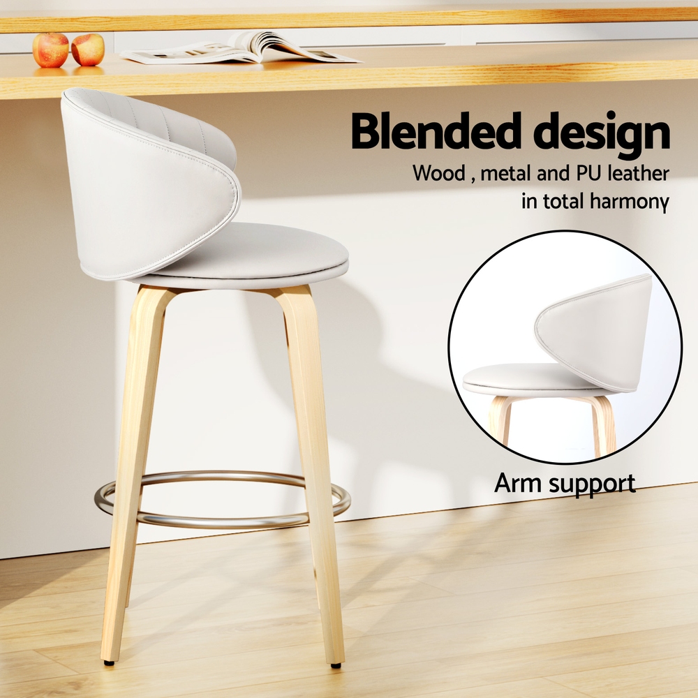 Artiss Contoured Leather Bar Stools Set of 2 view 5