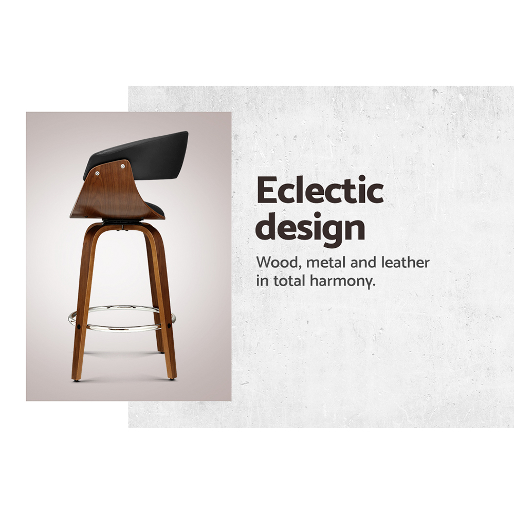 Artiss Walnut PU Leather Bar Stools, Single to Set of 3 view 4