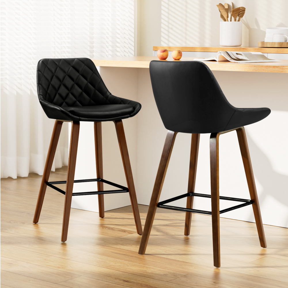 Artiss Bar Stools PU Seat Wooden, Set of 2 or 4
