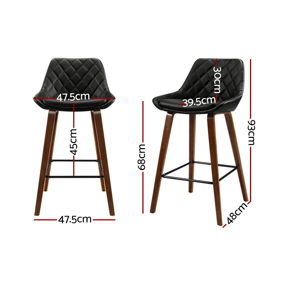 Artiss Bar Stools PU Seat Wooden, Set of 2 or 4 view 2