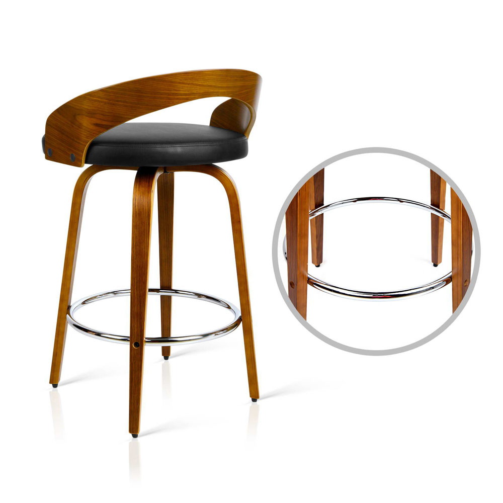 Artiss Bar Stools Walnut Wood Black, Set of 2 or 4 view 4