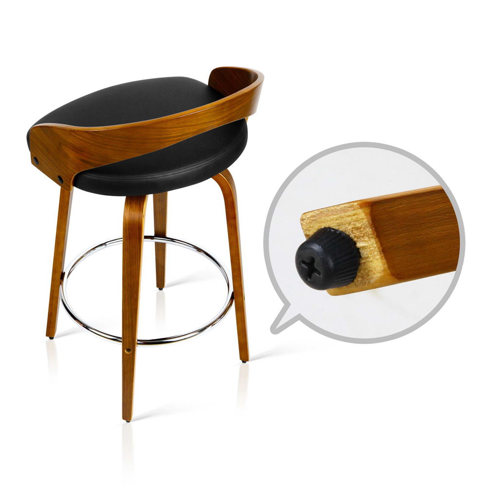 Artiss Bar Stools Walnut Wood Black, Set of 2 or 4 view 5