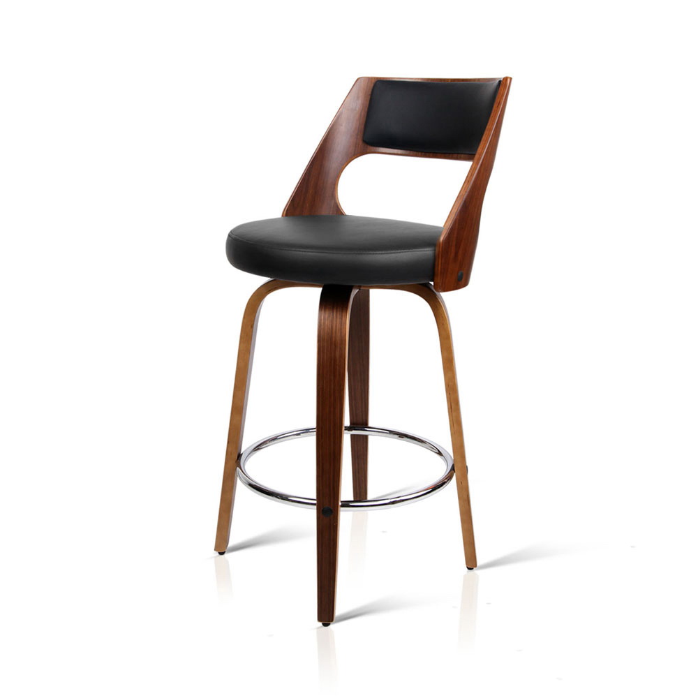 Artiss Bar Stools Walnut Leather, 65 or 76cm, Set of 2 or 4 view 4