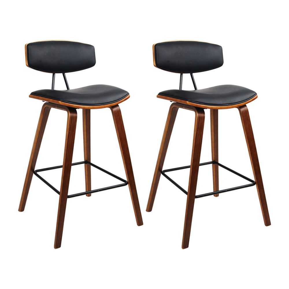 Artiss Bentwood Bar Stools Walnut Leather, Set of 2 or 4 view 3