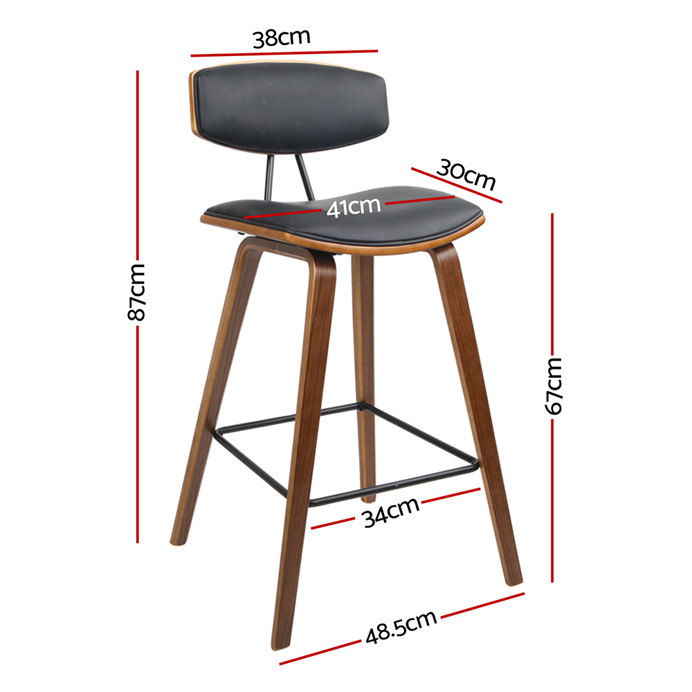 Artiss Bentwood Bar Stools Walnut Leather, Set of 2 or 4 view 4
