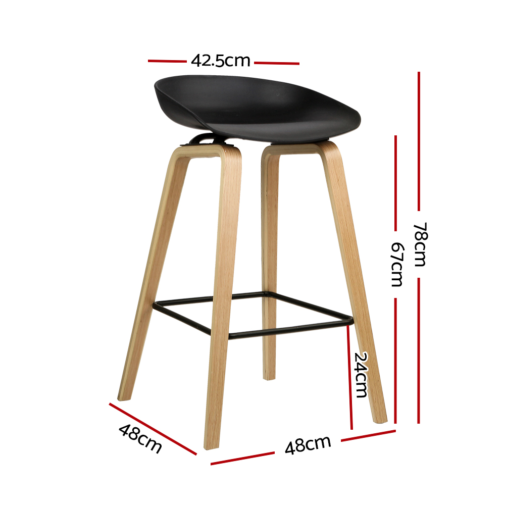 Artiss 2x Wooden Bar Stools with Metal Footrest view 2