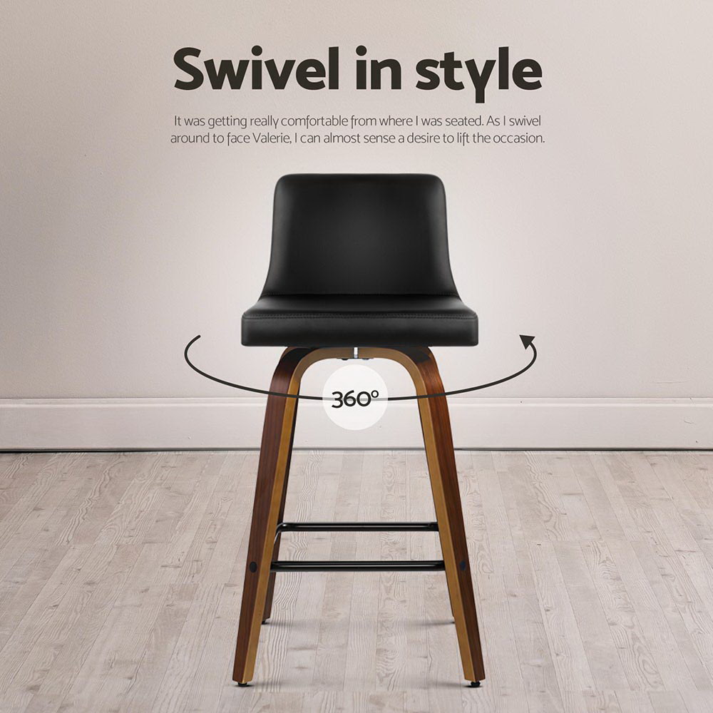 Artiss 4x Felipe Bar Stools Swivel Leather Padded view 5