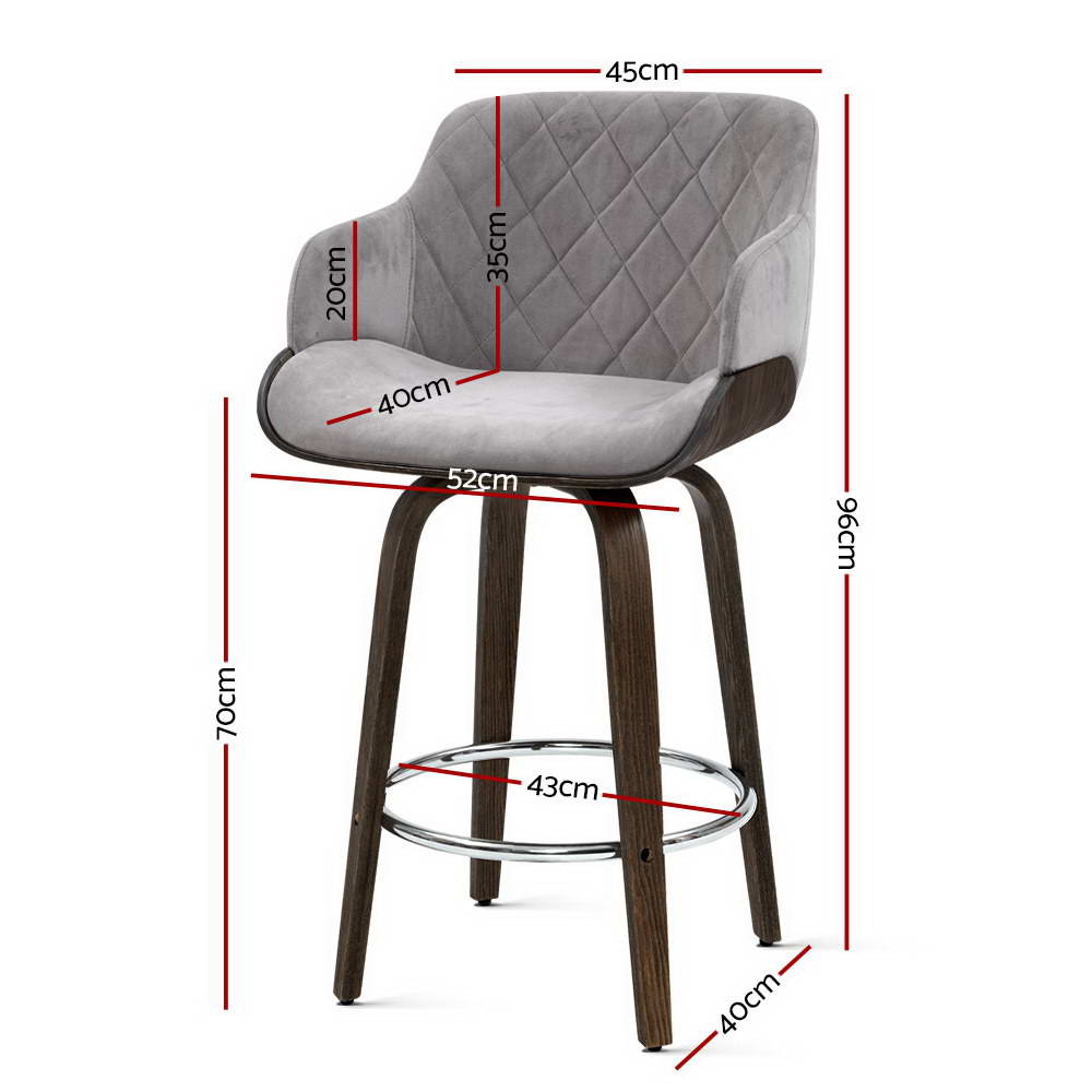 Artiss Velvet Bar Stools, Single or Set of 2 view 2