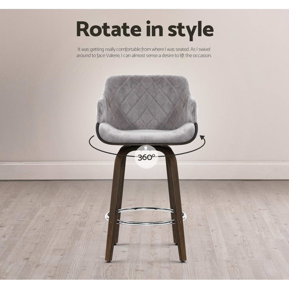 Artiss Velvet Bar Stools, Single or Set of 2 view 4