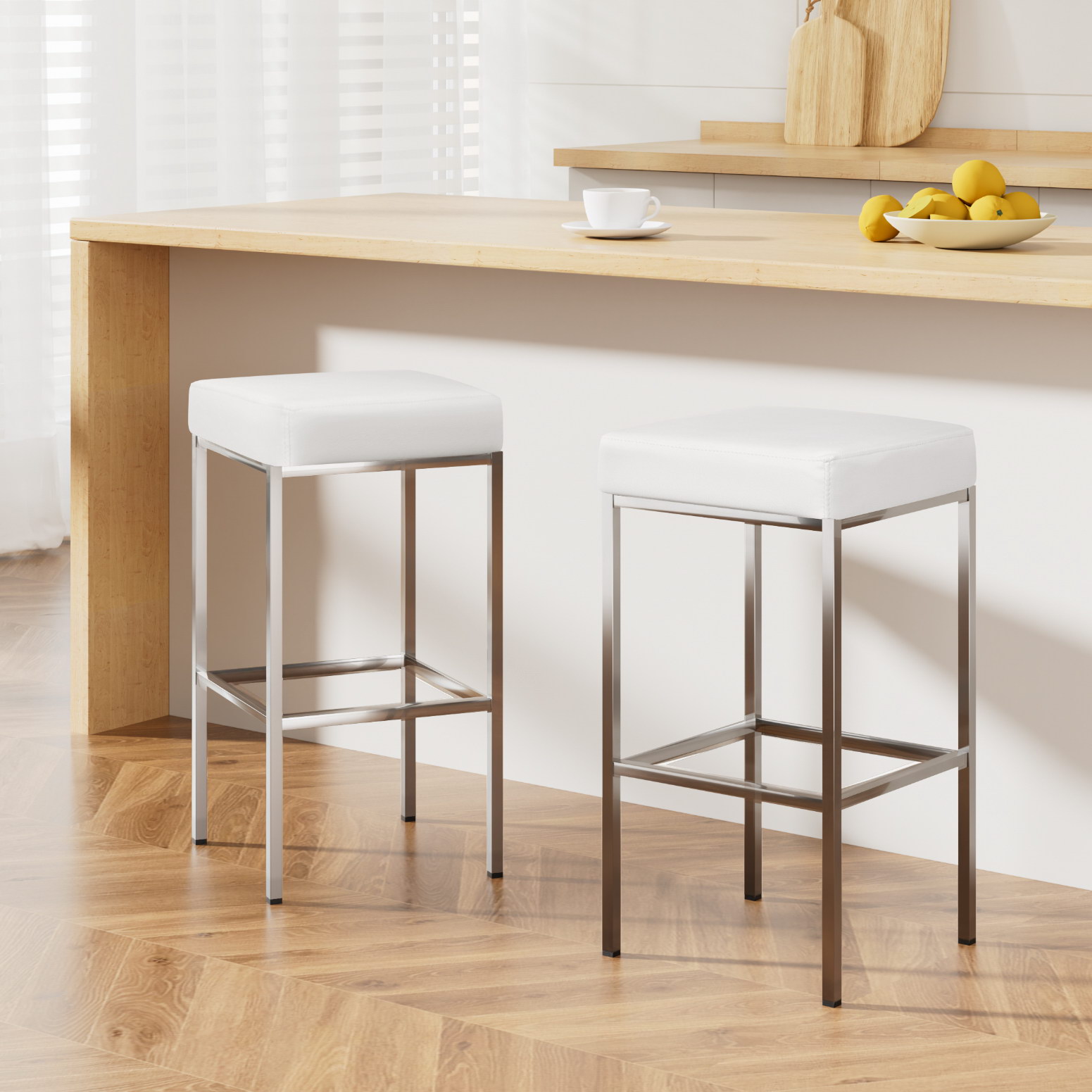 Artiss Bar Stools PU Leather White, Set of 2 or 4