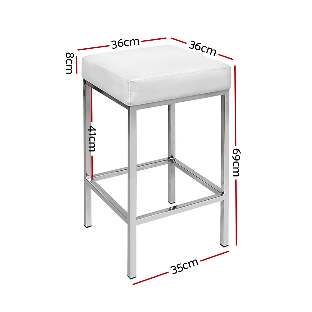 Artiss Bar Stools PU Leather White, Set of 2 or 4 view 2