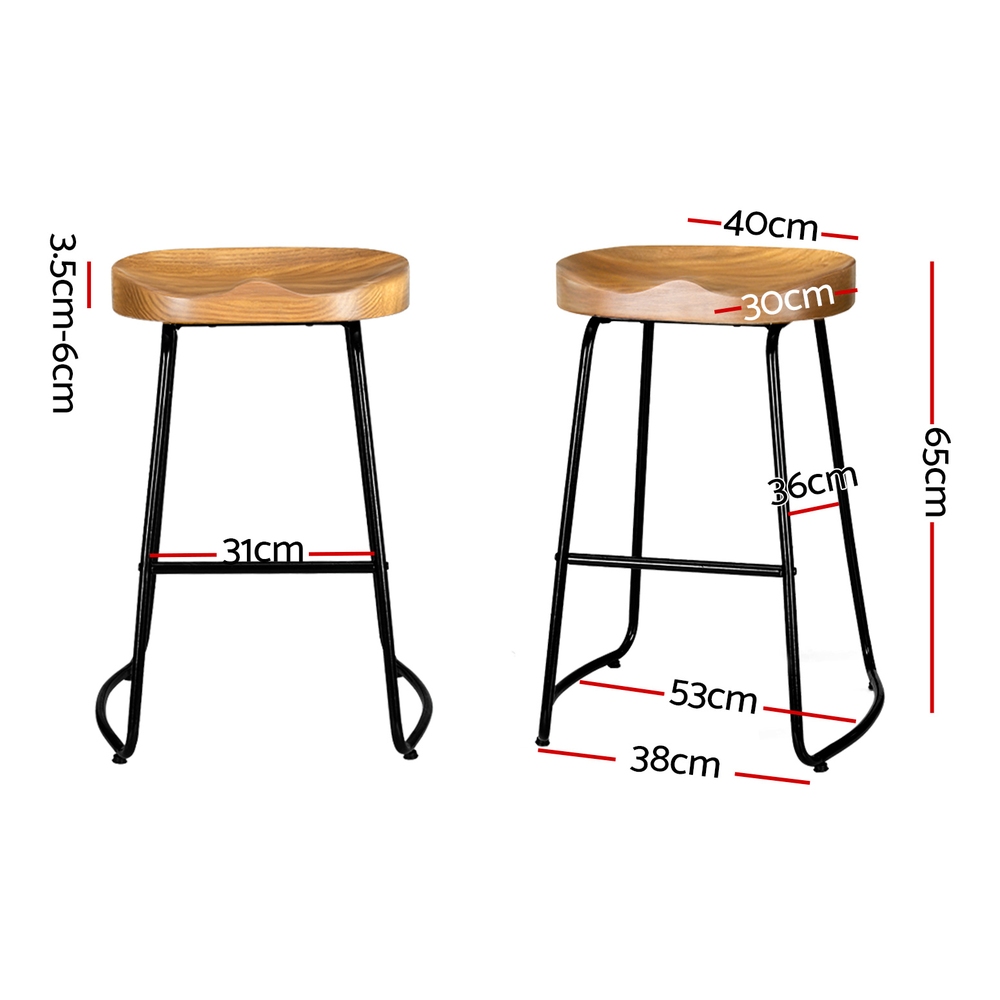 Artiss Bar Stools Vintage Wood, Multi-Colour, Set of 2 or 4 view 2