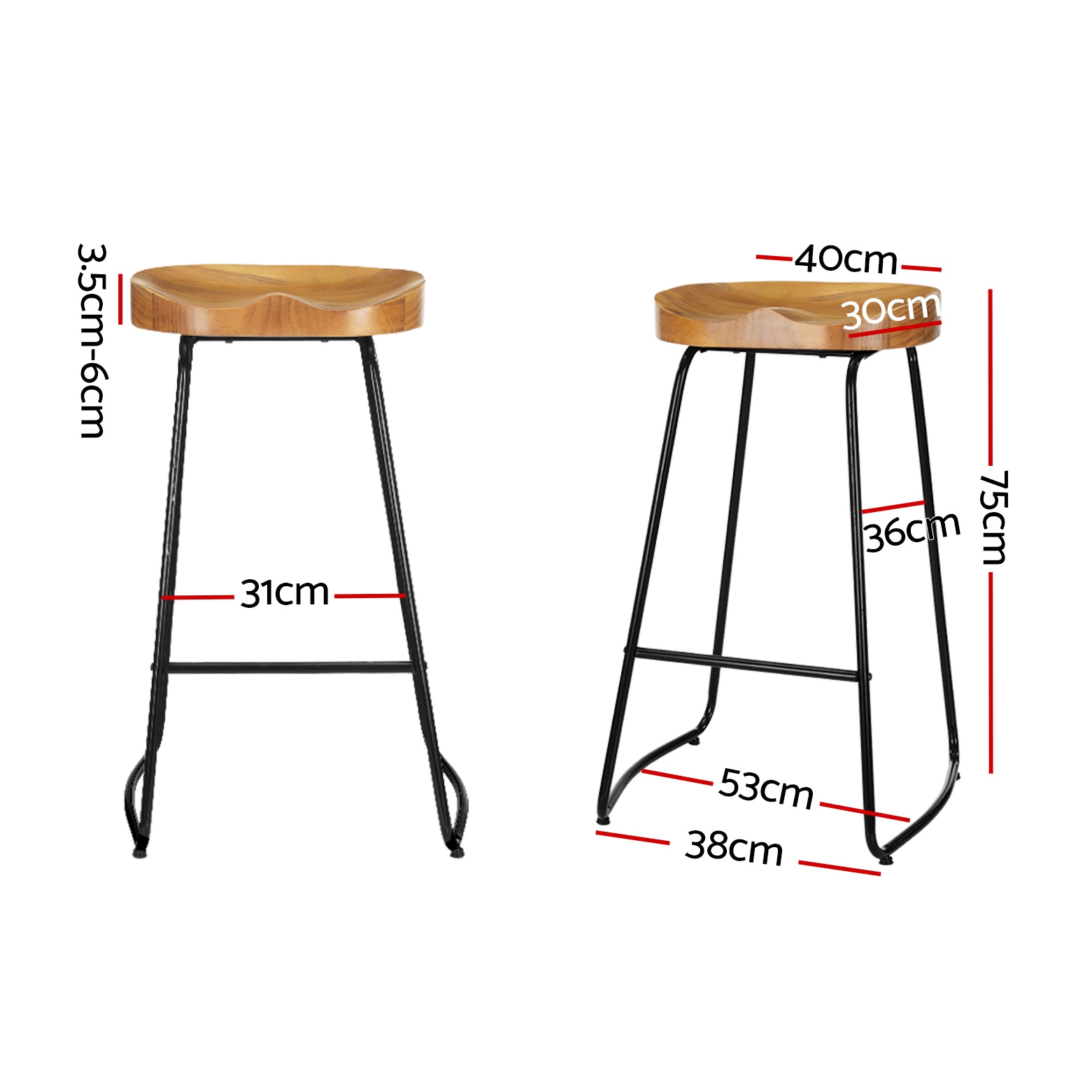 Artiss Bar Stools Vintage Pine Wood view 2